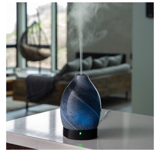 Airome 100 mL Ultrasonic Blown Glass Essential Oil Diffuser, Obsidian